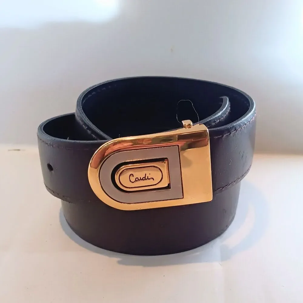 Vintage Pierre Cardin Reversible Belt-Large-Black-Brown-Removable Anchor Buckle
